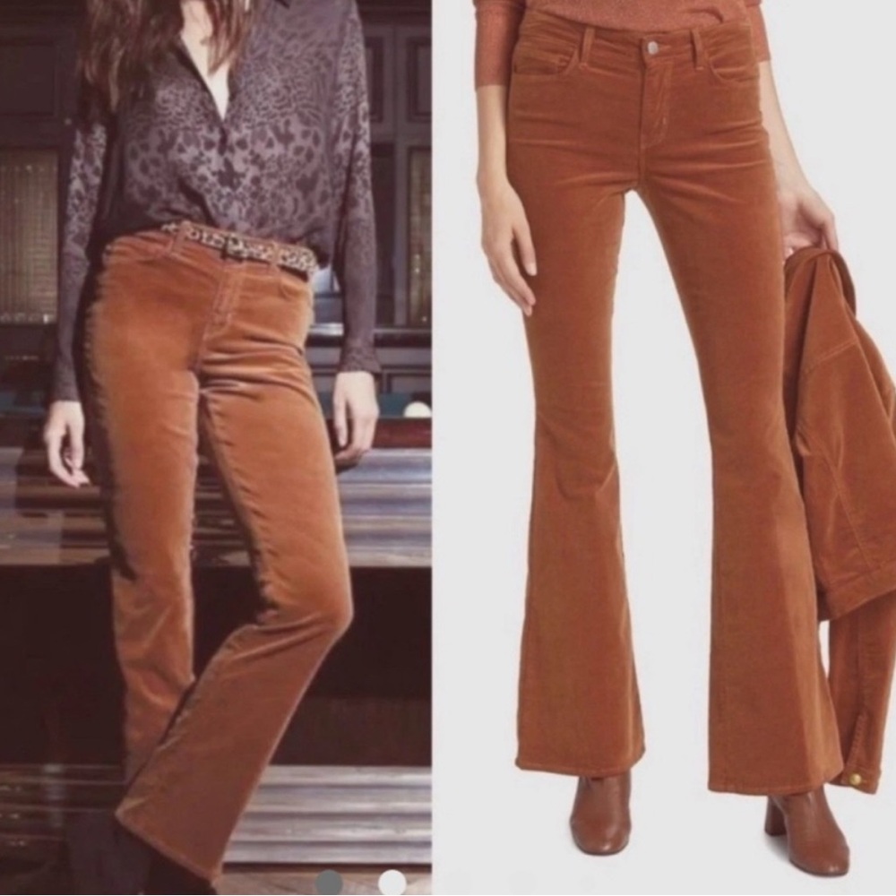 L’Agence Marty High Rise Flare  Velvet Grey Pants Jeans 27x 34 Greystone New